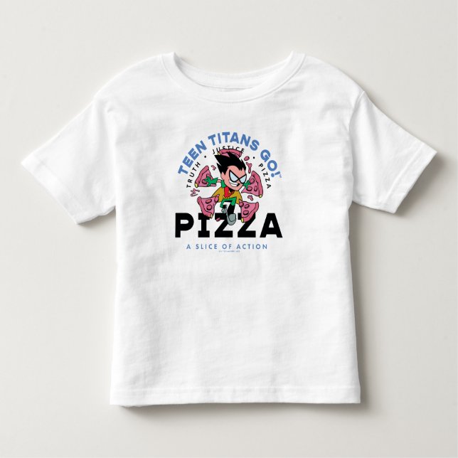 Teen Titans Go! Robin "Truth Justice Pizza" Kleinkind T-shirt (Vorderseite)