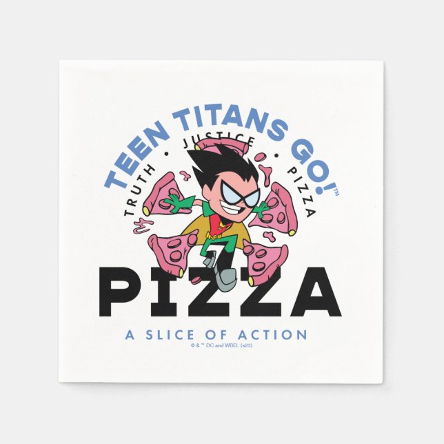 Teen Titans Go! Robin "Truth Justice Pizza" Serviette (Vorderseite)