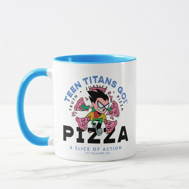 Teen Titans Go! Robin "Truth Justice Pizza" Tasse (Links)