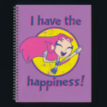Teen Titans Go! | Starfire "Ich habe das Glück" Notizbuch<br><div class="desc">Starfire feiert ihre wunderbare Stimmung in dieser bezaubernden Grafik, die lautet: "Ich habe das Glück!" in lila und rosa Text. Hol deine Teen Titans los! Starfire Grafik auf einem Shirt, Tote Tasche, Tasse, oder einem Ihrer Lieblings-Zazzle-Produkte! Sie können die Farbe und den Stil Ihrer Produkte in den Stiloptionen ändern, die...</div>