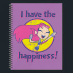 Teen Titans Go! | Starfire "Ich habe das Glück" Notizbuch<br><div class="desc">Starfire feiert ihre wunderbare Stimmung in dieser bezaubernden Grafik, die lautet: "Ich habe das Glück!" in lila und rosa Text. Hol deine Teen Titans los! Starfire Grafik auf einem Shirt, Tote Tasche, Tasse, oder einem Ihrer Lieblings-Zazzle-Produkte! Sie können die Farbe und den Stil Ihrer Produkte in den Stiloptionen ändern, die...</div>