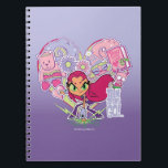 Teen Titans Go! | Starfire's Heart Punch Graphic Notizblock<br><div class="desc">Starfire wirft den Boden hart, gegenübergestellt gegen eine große Herzform hinter ihr gefüllt mit hübsch rosa und lila Icons, die Starfire darstellen. Wunderschöne glitzernde Wolken, super hero tddy Bären, Blume, ihr geliebtes Haustier Silkie und ihr Tagebuch werden im Herzen gezeigt. Hol deine Teen Titans los! Starfire Grafik auf einem Shirt,...</div>