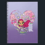 Teen Titans Go! | Starfire's Heart Punch Graphic Notizblock<br><div class="desc">Starfire wirft den Boden hart, gegenübergestellt gegen eine große Herzform hinter ihr gefüllt mit hübsch rosa und lila Icons, die Starfire darstellen. Wunderschöne glitzernde Wolken, super hero tddy Bären, Blume, ihr geliebtes Haustier Silkie und ihr Tagebuch werden im Herzen gezeigt. Hol deine Teen Titans los! Starfire Grafik auf einem Shirt,...</div>