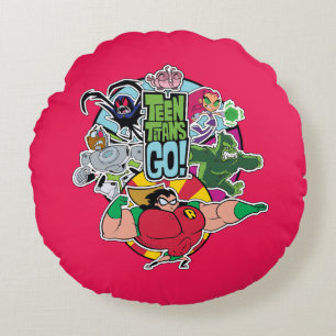 Teen Titans Go!   Team Group Graphic Rundes Kissen