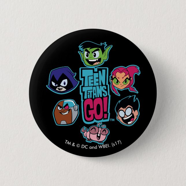 Teen Titans Go! | Titans Head Pattern Button (Vorderseite)