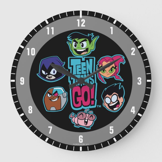 Teen Titans Go! | Titans Head Pattern Große Wanduhr (Vorderseite)