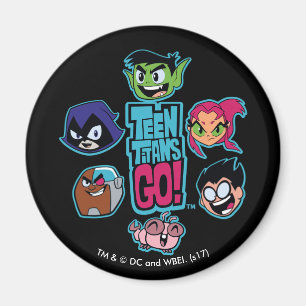 Teen Titans Go!   Titans Head Pattern Magnet
