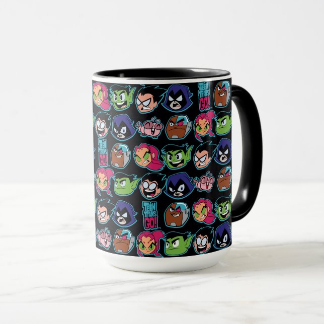Teen Titans Go! | Titans Head Pattern Tasse (VorderseiteRechts)