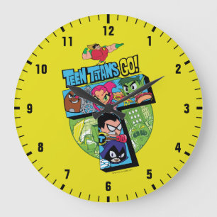 Teen Titans Go!   Titans Tower Collage Große Wanduhr