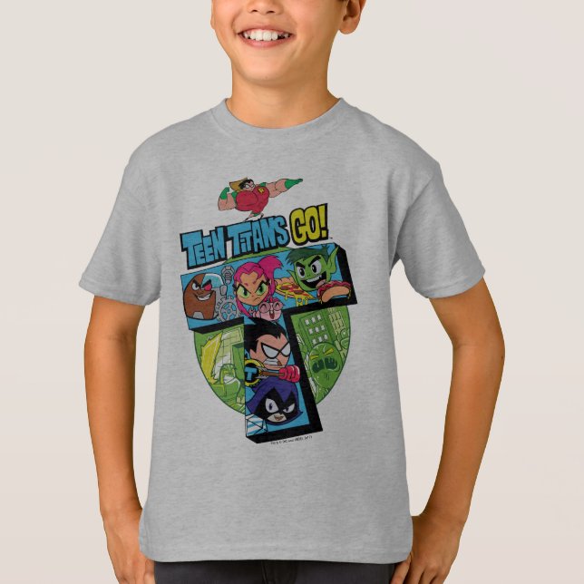 Teen Titans Go! | Titans Tower Collage T-Shirt (Vorderseite)