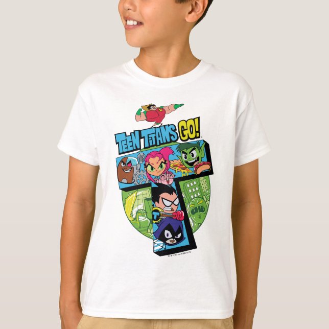 Teen Titans Go! | Titans Tower Collage T-Shirt (Vorderseite)