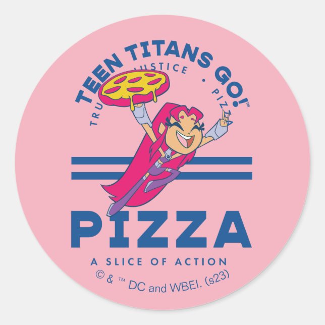 Teen Titans Go! "Truth Justice Pizza" Runder Aufkleber (Vorderseite)