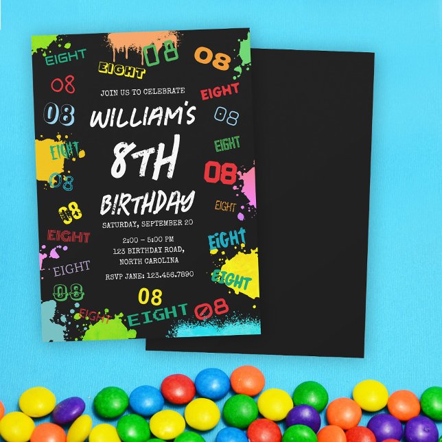 Teen Tween Young Boy Age Number Birthday Party Einladung (Teen Tween Young Boy Boy Age Number Birthday Party Invitation)