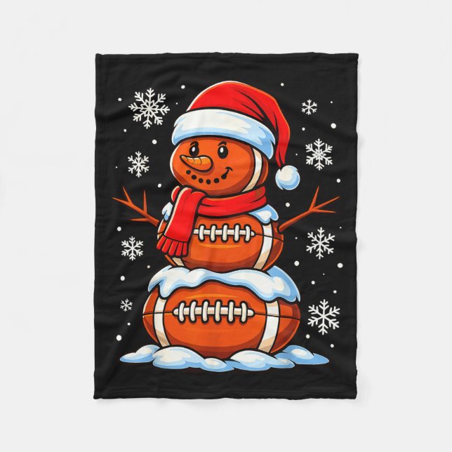 Teenage Boys Christmas Pajamas, American Football  Fleecedecke (Vorderseite)
