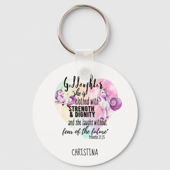 Teenage Godtochter Geschenk Pink Unicorn Niedlich Schlüsselanhänger (Vorderseite)