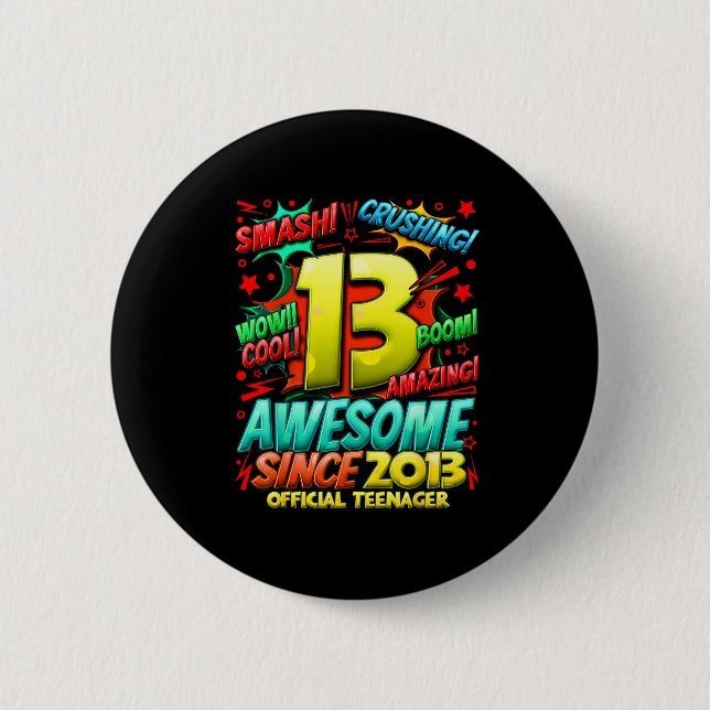 Teenager 13 Year Old Boys 13th Birthday Boy  Button (Vorderseite)
