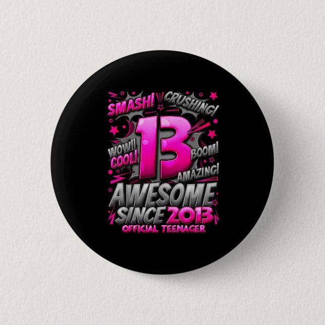 Teenager 13 Year Old Boys 13th Birthday Boy  Button (Vorderseite)