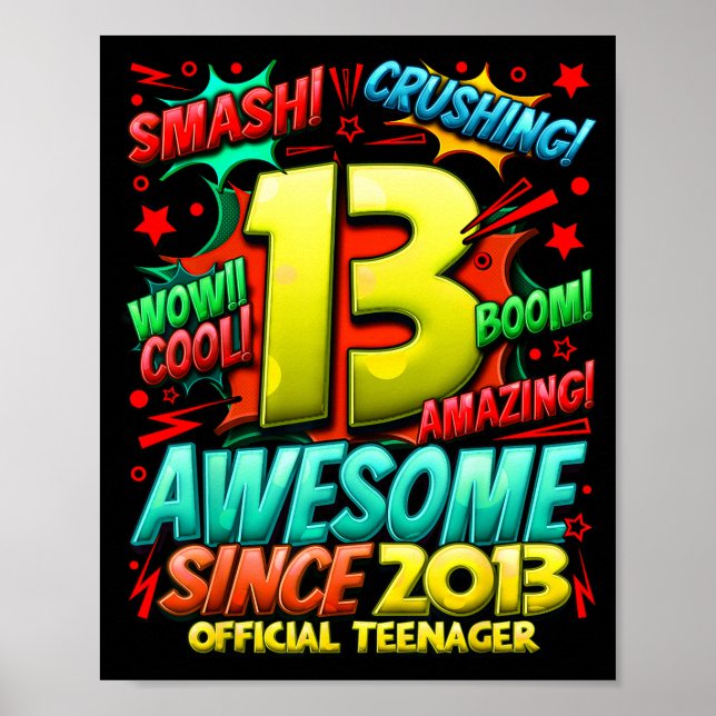 Teenager 13 Year Old Boys 13th Birthday Boy  Poster (Vorne)