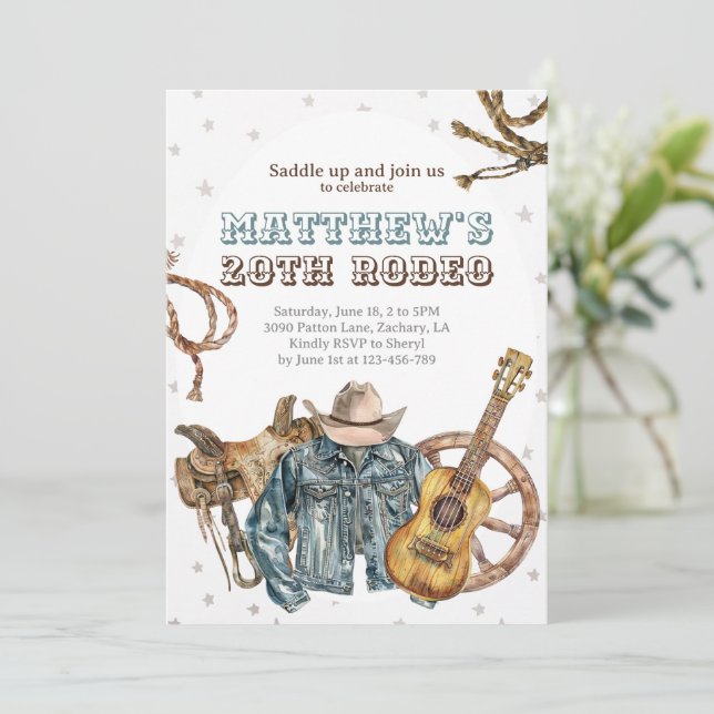 Teenager Cowboy Rodeo Einladung (Stehend Vorderseite)