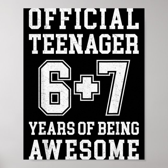 Teenager Funny 6 7 13th Birthday  Poster (Vorne)