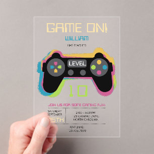 Teenager Gaming Gamer Videospiel Spieler Geburtsta Acryleinladungen