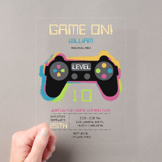 Teenager Gaming Gamer Videospiel Spieler Geburtsta Acryleinladungen