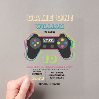 Teenager Gaming Gamer Videospiel Spieler Retro Geb Acryleinladungen