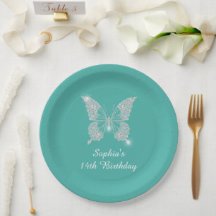 Teenager-Geburtstag, Diamant-Schmetterling, Name A Pappteller