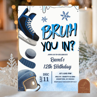 Teenager Hockey Schlittschuh Bruh You In Party Ein Einladung