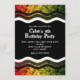 Teenager-Junge rote gelbe grüne Rauchparty-Einladu Einladung