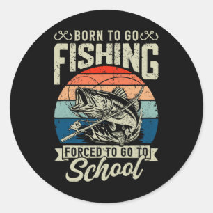 Teenager-Jungen-Angler-Shirt, das gezwungen wird, Runder Aufkleber