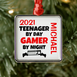 Teenager-Lieben spielen Videospiele CUSTOM Ornament Aus Metall