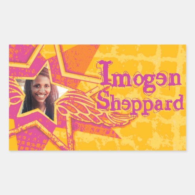 Teenager mit der Aufschrift gelb-rosa Rechteckiger Aufkleber (Vorderseite)