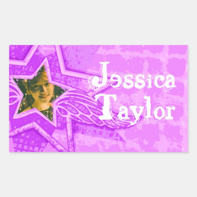 Teenager mit lila rosa ID-Aufkleber Rechteckiger Aufkleber (Vorderseite)