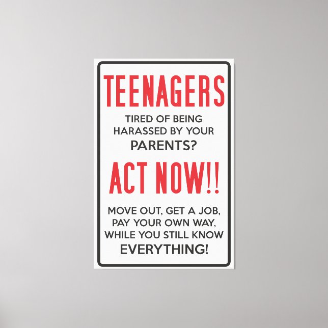 Teenager, müde, belästigt zu werden? Jetzt handeln Leinwanddruck (Vorderseite)