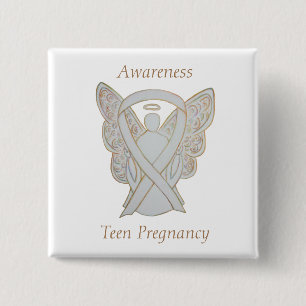 Teenager-Schwangerschaft Bewusstsein Weißer Ribbon Button