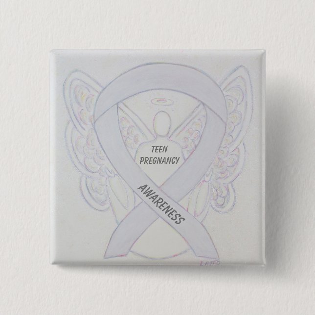 Teenager-Schwangerschaft Bewusstsein Weißer Ribbon Button (Vorderseite)