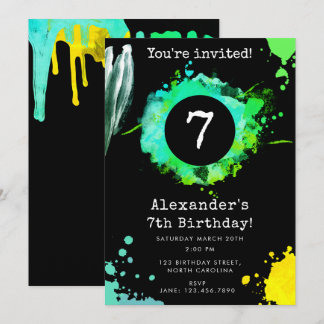 Teenager-Tween-Junge jedes Alter Neon Geburtstagsp Einladung