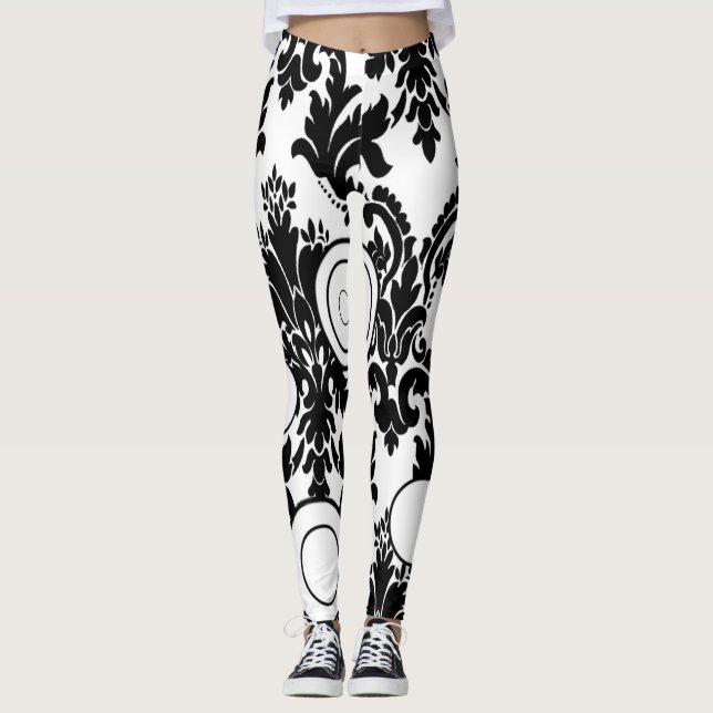 Teenager von Leggings in Schwarz-weißem Druck (Vorderseite)