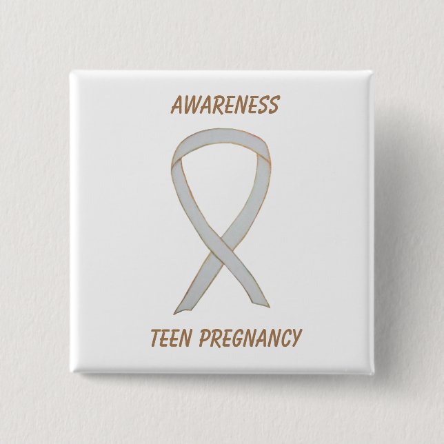 Teenagerbewusstsein Weißes Band Button (Vorderseite)
