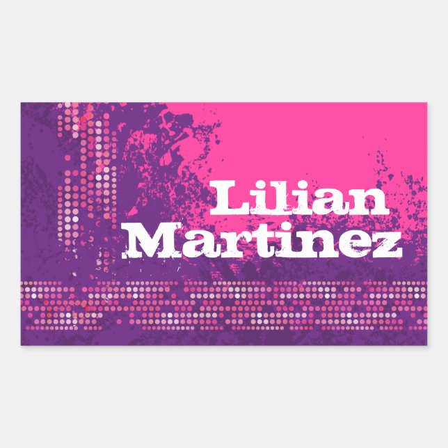 Teenagersportbezeichnung lila rosa ID-Aufkleber Rechteckiger Aufkleber (Vorderseite)