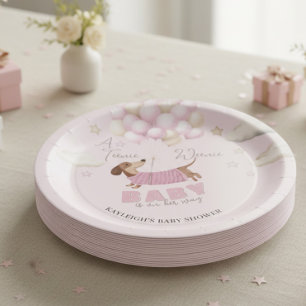 Teenie Weenie Dachshund-Balloons Rosa Baby-Party Pappteller
