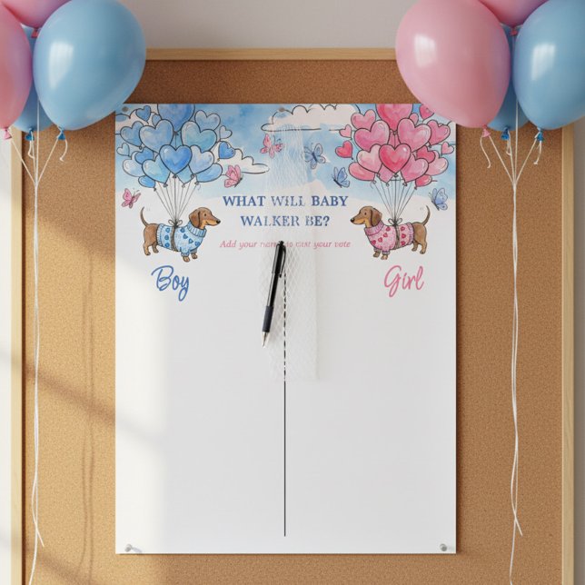 Teenie Weenie Sweetheart Dachshund Voting Game Poster (Voting Game Poster - Teenie Weenie Sweetheart Dachshund Gender Reveal collection by Darling & May)