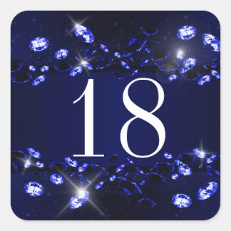 Teen's 18. Geburtstag Blue Black Funkelnd Diamond Quadratischer Aufkleber