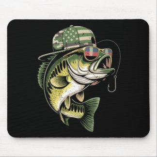 Teens boy camo bass fishing american flag fishing mousepad