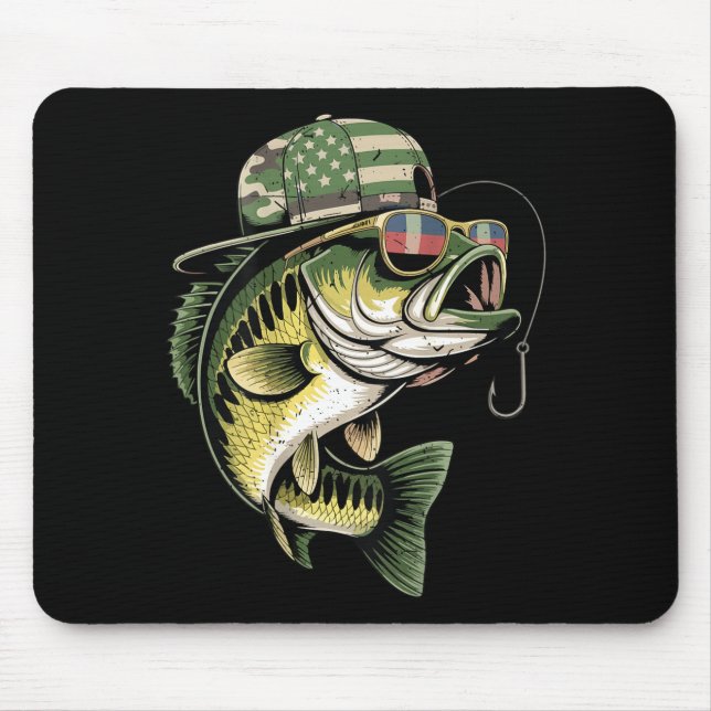 Teens boy camo bass fishing american flag fishing mousepad (Vorne)