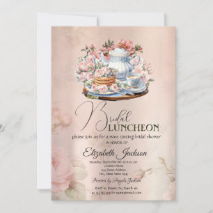 Teeparty Blumen Vintage Braut-Luncheon Einladung