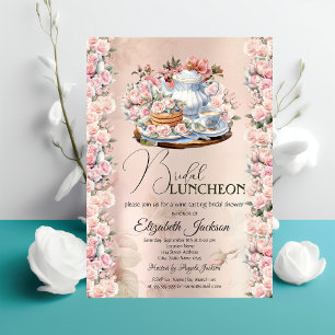 Teeparty Chic Rosen Vintage Braut-Lunch Einladung