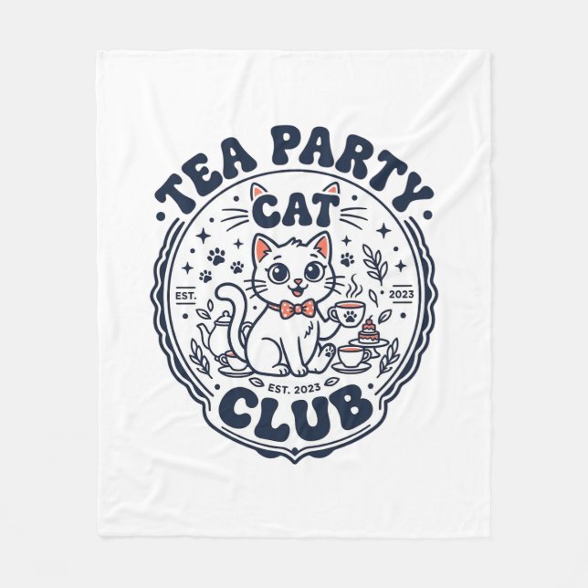 Teeparty-Katzchenliebhaber-Shirt Kunst - Teeparty- Fleecedecke (Vorderseite)