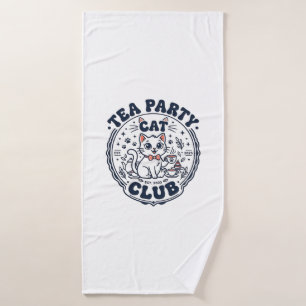 Teeparty-Katze Haustierliebhaber-Shirt Kunst - Tee Badehandtuch